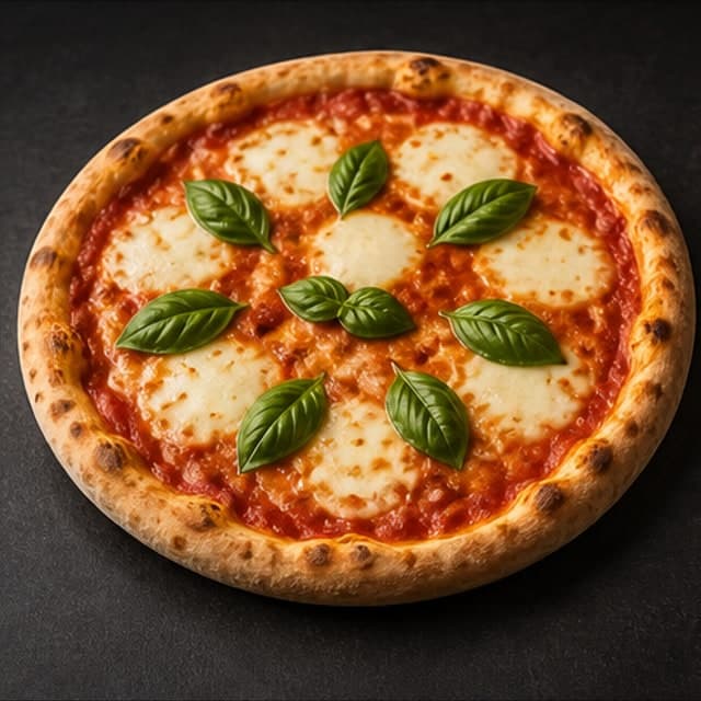 Pizza Margherita mit Basilikum